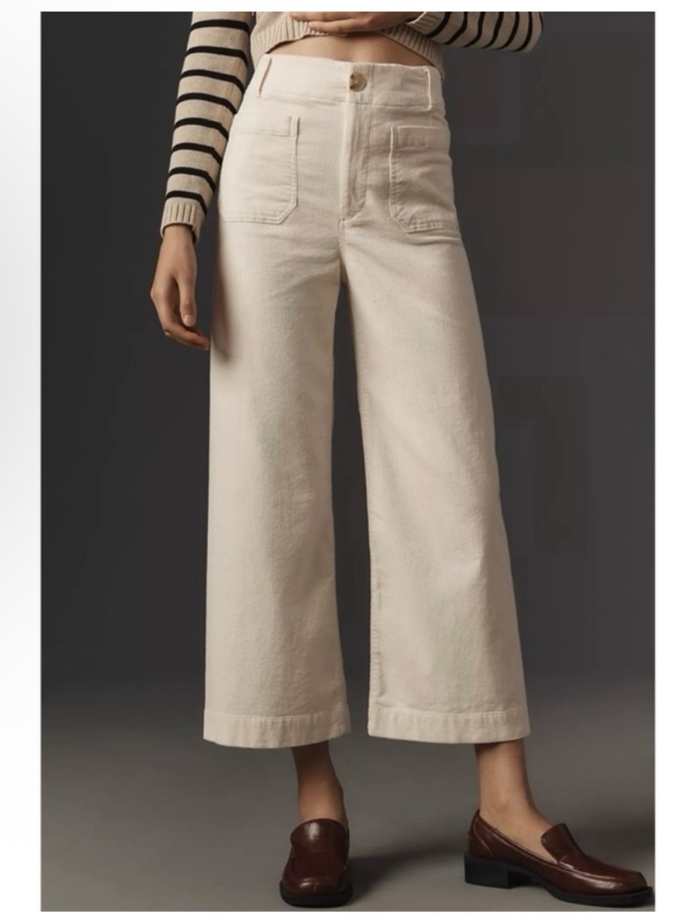 Maeve The Colette Cropped Wide Leg Corduroy Pants
